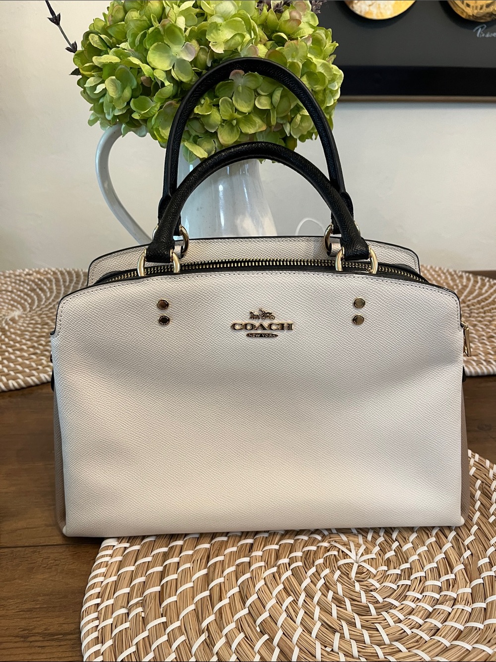 Coach Black and Cream Satchel